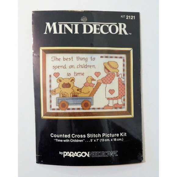 Time with Children Mini Decor Counted Cross Stitch Kit 5" x 7" Paragon 2121 NEW - Picture 1 of 2